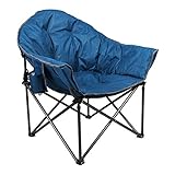 LET'S CAMP Übergroßer Campingstuhl Moonchair Faltbar Untertasse Klappstuhl Angelstuhl Campingsessel aus Oxford Gewebe bis 150kg mit Kühltasche für Outdoor Indoor