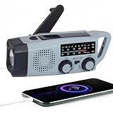 Notfall Radio, 2000mAh Akku Kurbelradio Solar Ladegerät Power Bank USB AM/FM-Radio mit SOS-Alarm Taschenlampe, 3-Wege-Laden Emergency Radios, Innen Außen Camping Klein Taschenradio