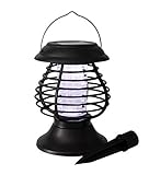 Solar LED Insektenlampe und 3 Einsatzmöglichkeiten - zum hängen, Stellen oder mit Erdspieß - Insektenvernichter Laterne mit UV-A Licht Camping Leuchte