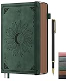 Smarpau A5 Notizbuch, Vintage Hardcover Notizbucher mit 366 Seiten 100gsm Tintenfestes Papier, Lined Journal mit Stift für Frauen Männer Arbeit Büro Schule Reisen, 14.5 x 21cm - Dunkelgrün