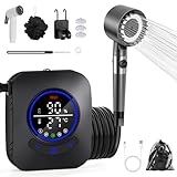 Charmofun Camping Dusche, 8000mAh Tragbare Campingdusche Akku mit Pumpe, Outdoor Mobile Dusche Set mit Filter Duschkopf und 5-Gang-Schaltung, für Wandern Garten Reisen Strand Haustier Autowaschen