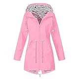 iHENGH Damen Herbst Winter Parka Mantel Warm bequem Solide Regenjacke Outdoor Jacken Wasserdicht mit Kapuze Regenmantel Winddicht Coat （EU-42/CN-M,Marine）