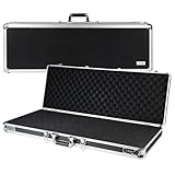 HMF Alu Waffenkoffer für Langwaffen, Gewehrkoffer abschließbar mit Rasterschaumstoff | Schwarz