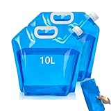 YEWCEP 2 Stück Wasserkanister, 10L, Tragbare Wasseraufbewahrungsbeutel, Auslaufsicherer, Gefrierfähiger Camping-Trägertank für Den Außenbereich für Sport, Camping, Wandern, Picknick