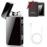 KIPIDA USB Elektronische Feuerzeug, Touchscreen LED Dual Lichtbogen ARC Feuerzeug mit Batterieanzeige Winddicht Plasma, für Männer Damen Geschenk