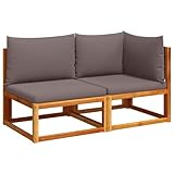 vidaXL Gartensofa mit Kissen 2-Sitzer Holz Akazie & Rattan