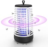Queath Insekten-Mückenfalle, Elektrische Mückenfalle Mückenlampe für Schlafzimmer Camping Garten Innen und Aussen, Elektrischer Insektenvernichter mit Lichtsensor