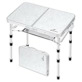Sportneer Klappbarer Campingtisch, höhenverstellbar, Kleiner Klapptisch, tragbare Campingtische (60 cm L x 40 cm B (4 Höhen)) mit Netzschicht für Outdoor