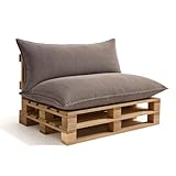 Gutekissen® Palettenkissen Set – Sitzkissen für Europaletten – Palettenpolster, Gefüllt mit Granuliertem Poulirette-Schaum PLL (Hellbraun, Set (Sitzkissen 120x80 +Rückenlehne 120x40))