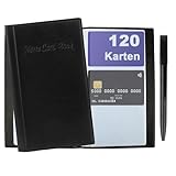 Visitenkarten Aufbewahrung für 120 Karten,Visitenkartenmappe mit Stift,Unisex Visitenkartenbuch,PU-Leder visitenkartenetui,Praktisches Visitenkarten-Organizer für Kreditkarten,Kundenkarten,Bankkarten