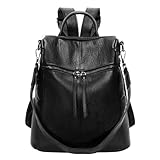 Leathario Rucksack Damen Klein Anti diebstahl aus veganem Leder Schultertasche Handtasche Cityrucksack für Frauen Mädchen Elegant für Reise Freizeit Einkauf Arbeit