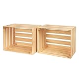 PINEEA Holzkisten Groß - Obstkisten Holz - Deko Weinkisten - 2 Stück Natur Vintage Holzbox 50x40x30