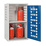 Steinbock Propangasflaschen-Schrank | 1-türig | HxBxT 150 x 85 x 70 cm | für 4X 33 kg oder 10x 11 kg Gasflaschen | verzinkt | gelocht | abschließbar | Druckgasflaschen-Schrank aus Stahl