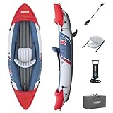 Bestway Hydro Force Kajak-Set Rapid X1, 290 x 91 x 42 cm, 1 Person, bis 120 kg, Inflata-Shield Material, GS-zertifiziert, aufblasbarer Sitz, abnehmbare Finnen, Aluminium-Paddel, Handpumpe, Tragetasche