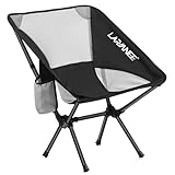 LARMNEE Campingstuhl faltbar 150 kg belastbar Tragbarer Camping Stuhl Ultraleichter Packmaß Kleiner Klappstuhl mit Tragetasche für Outdoor, Picknick, Schwarz EBK02LC02