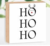 Manschin-Laserdesign Holzbild Christmas Ho ho ho Weihnachten 15x15x2cm zum Hinstellen/Aufhängen 3D, echter Fotodirektdruck mit Spruch auf beschichtetes Birkenholz Art.Nr. 3009