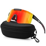 suoso Sportbrille Polarisiert Radsportbrillen Fahrradbrille Schnelle brille für Herren Damen Sport Sonnenbrille UV400 Klar Laufbrille für MTB Rennrad Fahrrad Ski Rave Orange