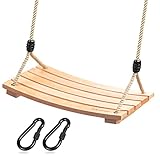 Holzschaukel Outdoor für Erwachsene Kinder, Schaukelsitz Holz mit Verstellbarem Hanfseil Schaukel Holz Outdoor für Garten Schaukel für Erwachsene bis 100 kg (17.7 x 9.8 in)