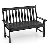 COSTWAY Gartenbank wetterfest, Allwetter-Sitzbank aus HDPE, Parkbank für 2-3 Sitzer, Balkontank bis 320kg belastbar, Terrassenbank für Garten, Balkon und Terrasse, 132 x 65 x 91 cm (Schwarz)