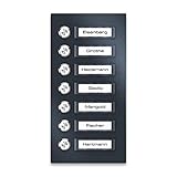 Metzler Aufputz Türklingel für Mehrfamilienhäuser - V2A Edelstahl - Austauschbare Namensschilder - Pulverbeschichtet in RAL 7016 Feinstruktur matt - Inkl. Befestigung - Anthrazit, 7-Fach