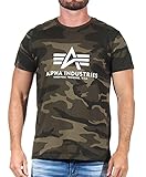 Alpha Industries Herren Basic T-Shirt, Blickdicht, Olive Camo, L