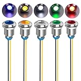 Gebildet 5Pcs 12mm LED Metallanzeige 230VAC Licht Wasserdichte Signallampe (Grün/Orange/Rot/Blau/Weiß)