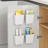 Collazoey 4 Stück Selbstklebende wandmontierte Aufbewahrungsbox,Küchenschranktür Aufbewahrungsbox,Badezimmer Organizer,für Schrank,Badezimmer,Kühlschrank Kleine Gegenstände Organizer Aufbewahrungsbox