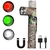 NICRON B70P LED Taschenlampe 1200 Lumen mit Rotlicht und Grünlicht, Magnet, USB Wiederaufladbare 90 Grad Drehbar Kopf IP65 Wasserfest für Outdoor Nachtsicht 100 Stunden Lebensdauer