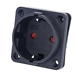 as – Schwabe Einbausteckdose - 50 x 50 mm Flanschmaß - Schutzkontaktsteckdose 230 V, 16 A - Steckdose zum Einbauen - IP20 Innenbereich - Für Camping und Caravan - schwarz – 45081
