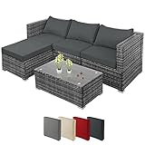Montafox Poly Rattan Lounge Sitzkissen 8cm Gartenmöbel Ecklounge Frei Kombinierbare Elemente Ecksofa Gartengarnitur Garten Balkon Terrasse Outdoor, Farbe:Grau-meliert/Nachtschwärmergrau
