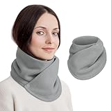Figarge Winter Halswärmer - Dicker Fleece Schal Mit Doppelschnalle, Kragen Für Frauen, Snood, Warmer Halswärmer, Mode-Accessoire Für Alle Anlässe (Grau)