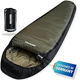 Explorer® Southpole XXL Schlafsack Outdoor -21°C +2°C [300GSM] 3-4 Jahreszeiten Winter Mumienschlafsack Erwachsene [2200g] 235x92x60cm wasserdichte Unterseite YKK Zip Links für Camping und Reisen