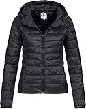 ONLY Damen Leichte Steppjacke ONLTAHOE Wattierte Herbst Frühling Übergangsjacke mit Kapuze & Reißverschluss, Farben:Schwarz, Größe:S