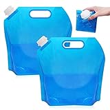 Horuili® Wassersäcke Faltbare, Wasserbehälter, 2 Stück 10L Tragbarer Zusammenklappbarer Trinkwassertank, Wiederverwendbar mit Dichtem Deckel, Geeignet zum Wandern, Camping, Grillen, Picknick, Reisen