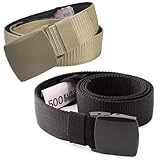 SHUOHONG 2 Stück Geldgürtel mit Geheimfach, Einstellbar Versteckter Gürtel, Verschleißfest Geldgürtel für Reisen Versteckt für Outdoor-Sport Geschäftsreisen Tägliche Freizeit und Andere Szenarien