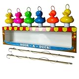 Entenangeln Set mit 6 mehrfarbigen Enten aus Kunststoff mit Haken und Gewicht, inklusive 2 Angelruten mit Haken, Badespielzeug - Poolspielzeug - Entenfischen, Jungen und Mädchen