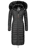 Navahoo Damen Wintermantel Warmer Steppmantel lang mit Kapuze Umay Schwarz Gr. XL