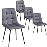 DEULINE Esszimmerstühle Essstühle Samtbezug Polsterstuhl Esszimmer Stuhl Milano 4er-Set GRAU 521252