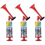 BbiuRer 3 Stück Air Horn, Signalhorn mit Pumpe, Druckluft Fanfare, Handgeführte Pneumatische Horn für Fußballfans, Geburtstagsfeiern und Schiffssicherheitssignale