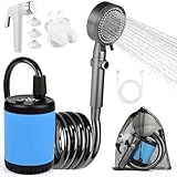 Diealles Shine Tragbare Campingdusche, 7500mAh Camping Dusche mit Pumpe und Temperaturanzeige, Camping Dusche Outdoor Set mit Duschkopf und 1.8M Schlauch für Garten, Reisen, Haustier