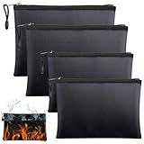 Feuerfeste Tasche, 4Stks Feuerfeste Banktasche Set, A4 B5 Feuersichere Wasserabweisend Dokumententasche Hülle Beutel Behälter mit Reißverschluss für Wertsachen