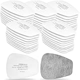 50Stk Filter für Atemschutzmaske 5N11CN Einlegefilter, Filter gegen Organische Dämpfe Set, Filterbaumwolle, Baumwollfilter, Filterwatte, für Staubmaske Lackieren Feinstaub, Aktivkohleschicht aufrüsten