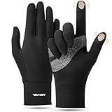 YANIKY Laufhandschuhe Touchscreen Handschuhe Herren Damen Leichte Sport Handschuhe Unisex Winddicht Winter Fahrradhandschuhe rutschfest Winterhandschuhe für Laufen Fahren Radfahren (Schwarz, S-M)