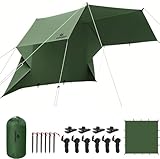 AVOFOREST Tarp 3x3 Wasserdicht, Tarp Ultraleicht Zeltplane,Camping tarp mit 19 Öse+Aluminiumstifte+Nylonseile+Zelte Clips,Anti-UV & Schnee & Regen,für Outdoor Camping Picknick Wandern Hängematte
