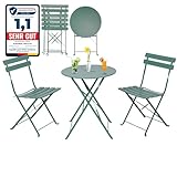 Albatros Bistroset 3-teilig Grün – Bistrotisch mit 2 Stühlen – klappbare Stühle und Tisch aus robustem Metall – optimal als Balkonmöbel Set oder Gartenmöbel in modernem Design