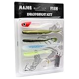 Major Fish Dropshot Kit 11-teilig Köder Set Barsch Zander mit Blei + Vorfachmaterial