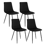 Klihome Esszimmerstühle 4er Set, Küchenstuhl, Esstisch Stuhl, Polsterstuhl, Wohnzimmerstuhl, Design Stuhl, mit Rückenlehne Metallbeinen, Sitzfläche aus Samt, Schwarz, K0007EZS-4