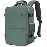 Cmezevi Handgepäck 40x20x25 für Ryanair, Rucksack für Rucksack Handgepäck Flugzeug Reiserucksack fit 14 Inch Loptop Bags für Frauen Männer mit Trolley Sleeve - Grün