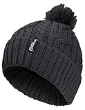 Jack Wolfskin Unisex Pompom Beanie-Mütze, Schwarz, Einheitsgröße EU