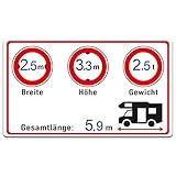 Wohnmobil LKW Aufkleber 9,5x5,5cm Folie zum Beschriften Breite Höhe Gewicht Gesamtlänge selbstklebend uv-beständig Cockpit Zubehör R155 (Wohnmobil, Felder beschriftet)